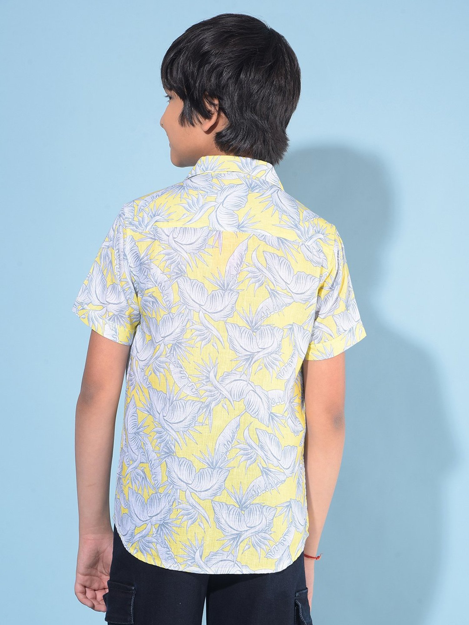 Crimsoune Club Kids Yellow & White Floral Print Shirt