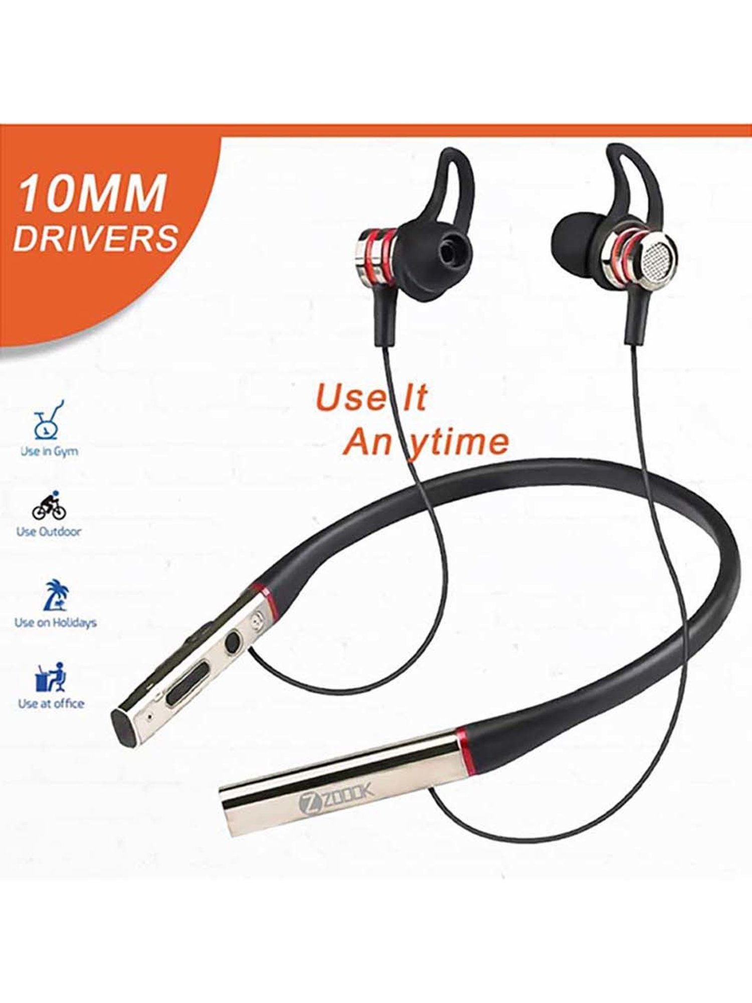 Zoook Sterling Bluetooth Neckband with Voice Assistant (Black)