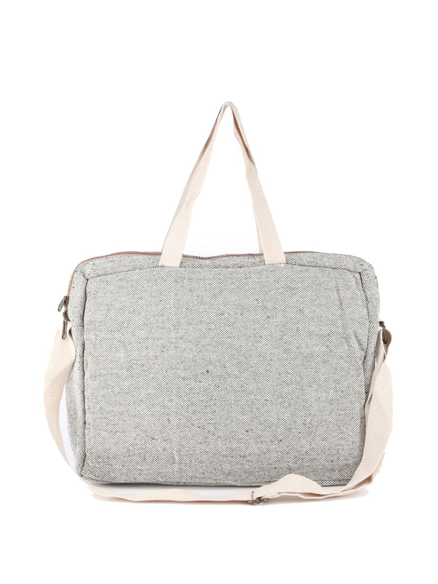 Odette Off White Fabric Textured Laptop Messenger Bag