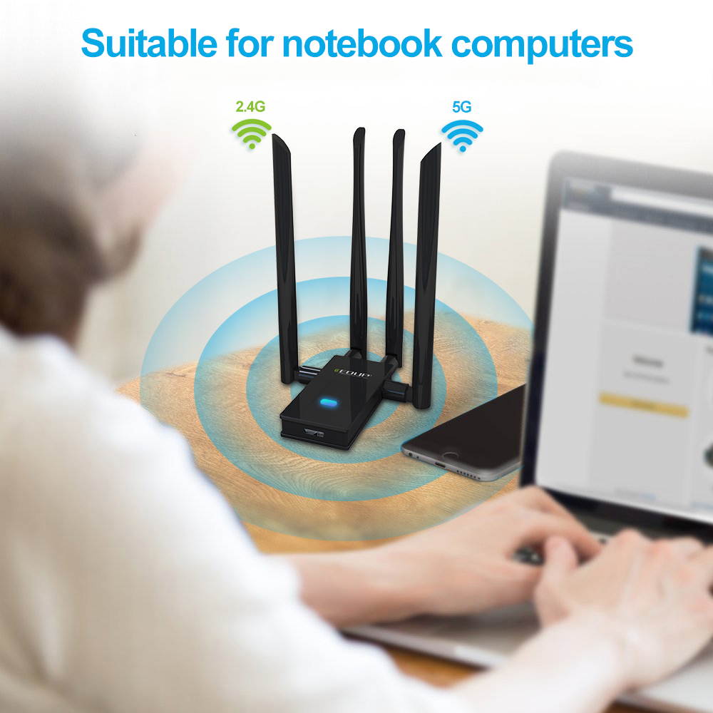 1900Mbps WiFi Adapter Dual Band WiFi USB 3.0 with 4X 6dbi Antenna 2T2R