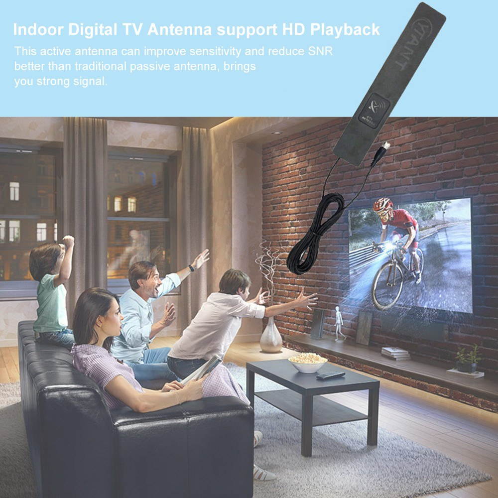 TV-BM-023 Universal Indoor HDTV Digital TV Antenna 30-50 Miles Range Active Directional Super Thin Antenna 30dBi High Gain Strong Signal Fixed with Strong Adhesive Sticker Digital Antenna