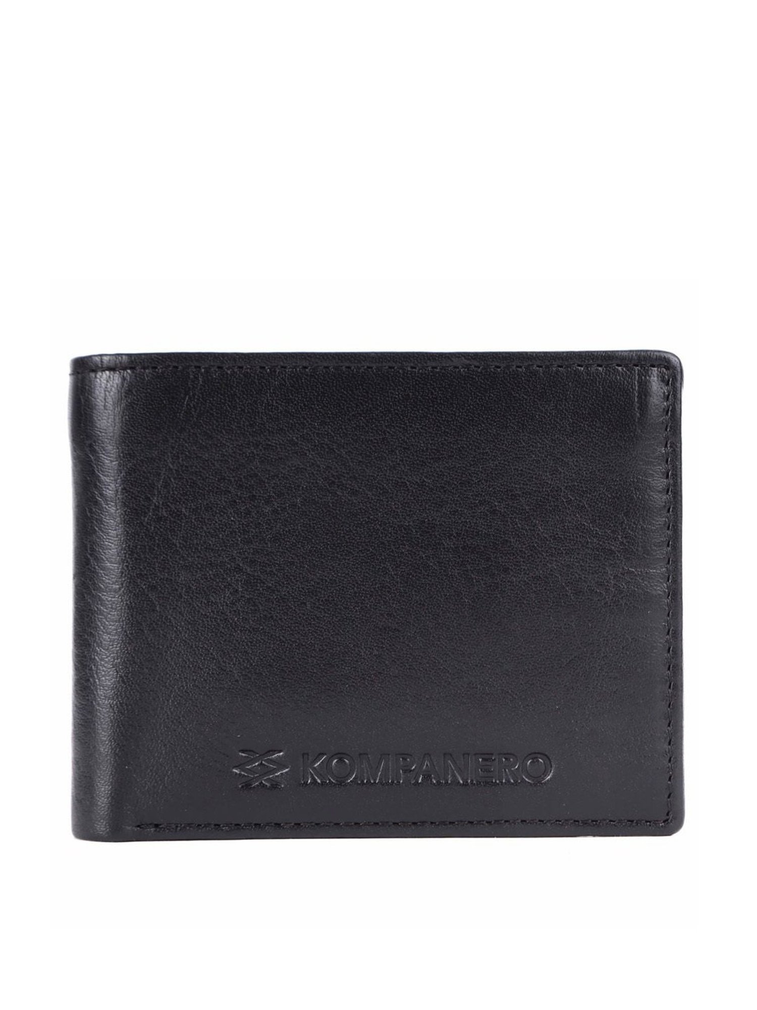 KOMPANERO Alexander Black Leather Textured Bi-Fold Wallet