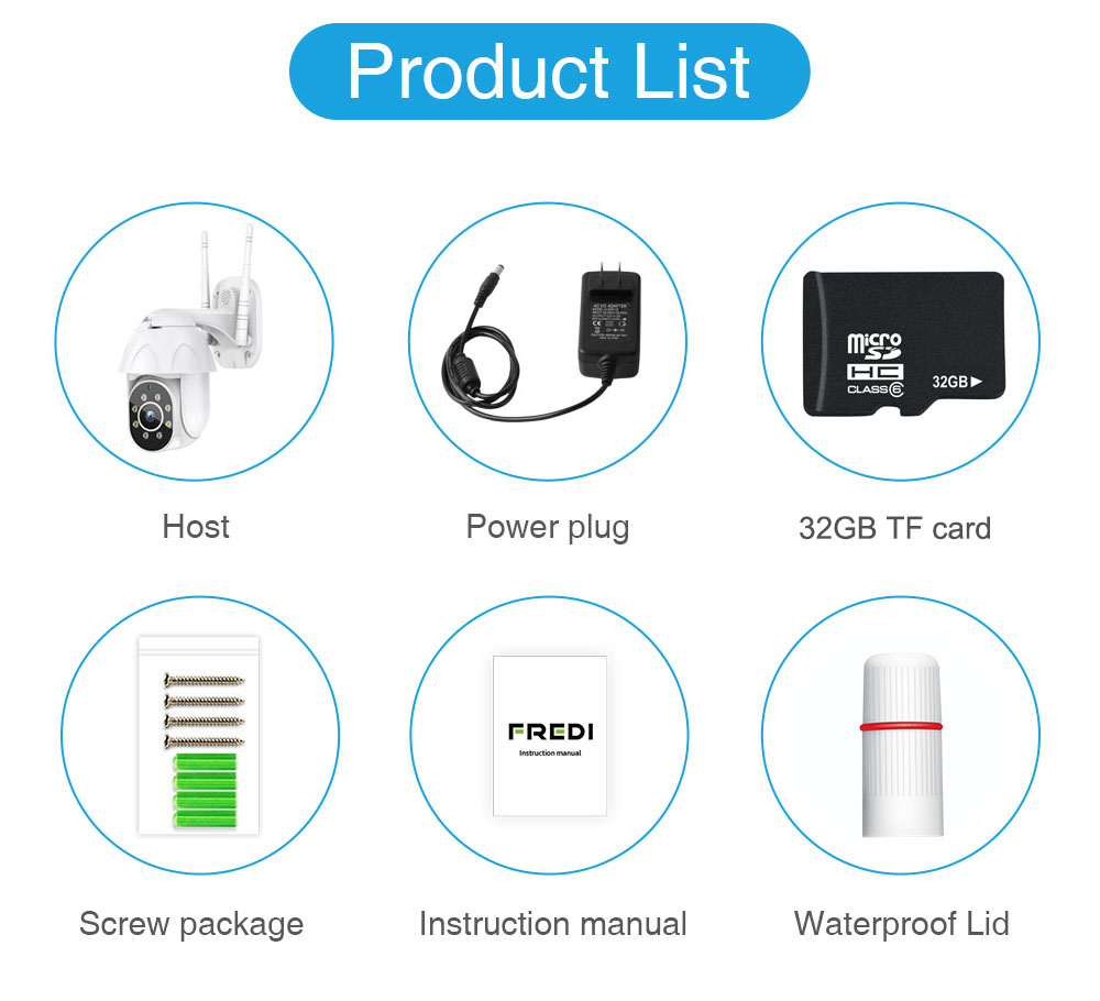 KuWFi Outdoor WiFi IP Security Camera 1080P Speed Home Surveillance Cameras Waterproof Support Wireless WiFi Auto Tracking&APP Remote Monitoring