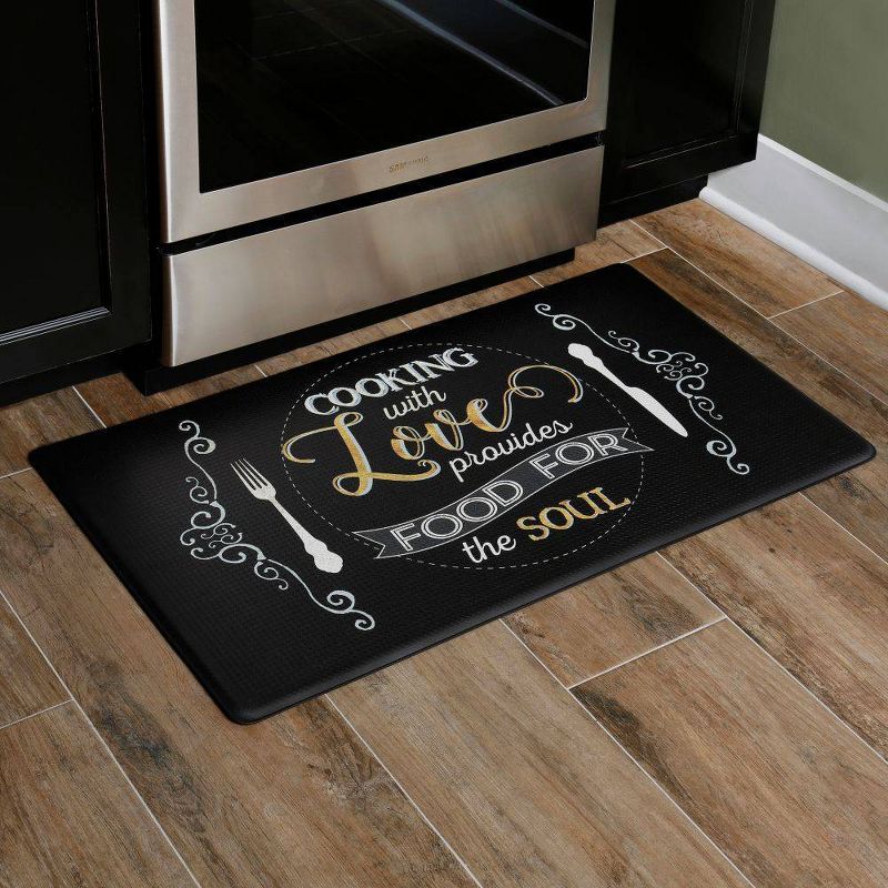 Home Dynamix 19" x 35" Kitchen Soul Calk Kitchen Mat Black/White
