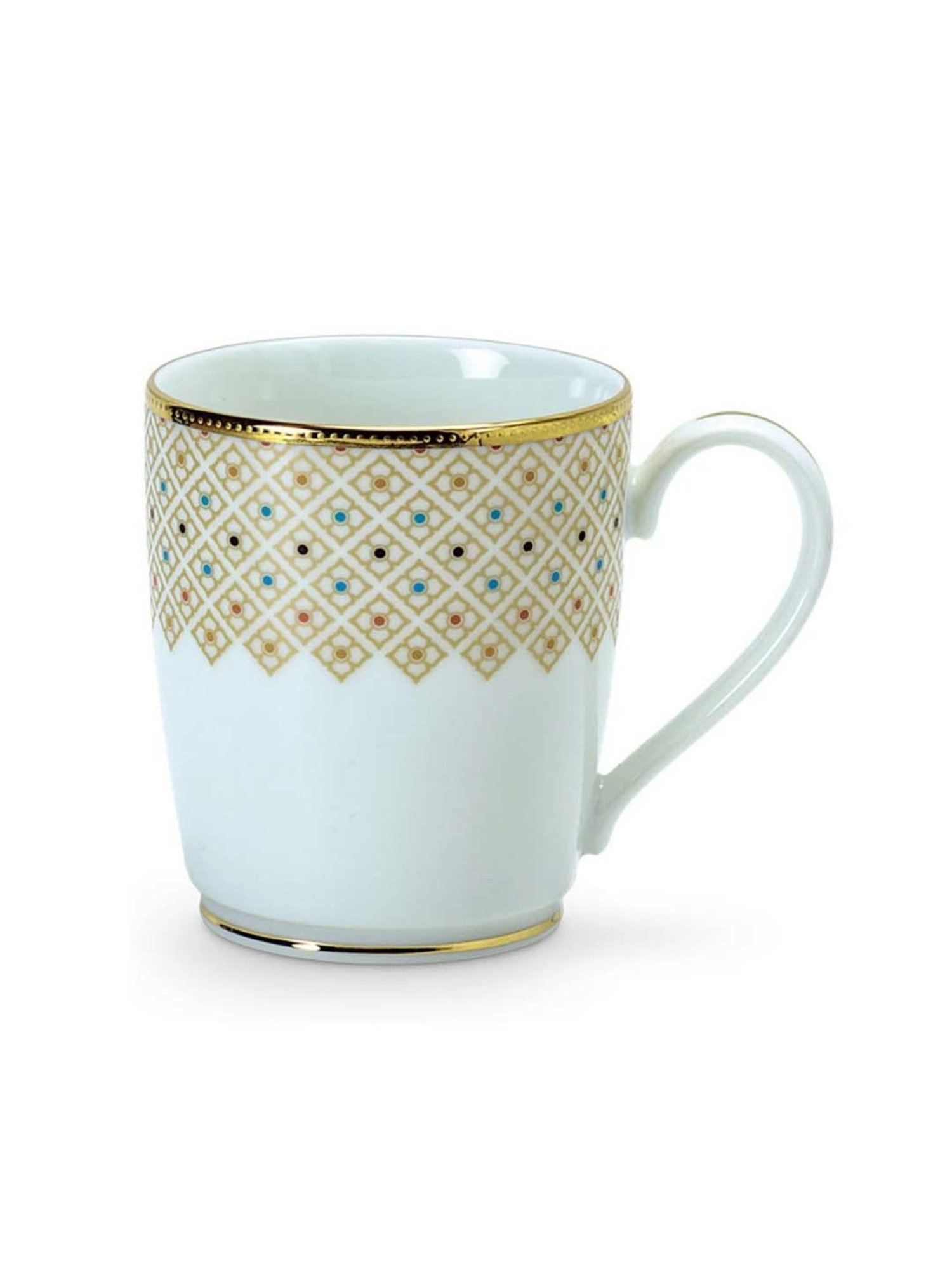 Noritake Petite Fleur White & Beige Poreclain Coffee Mug (0.295 L) - Set of 6