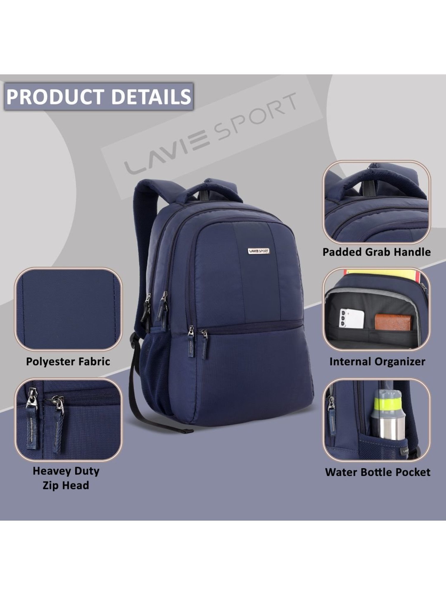 LAVIE SPORT Navy Solid Laptop Backpack