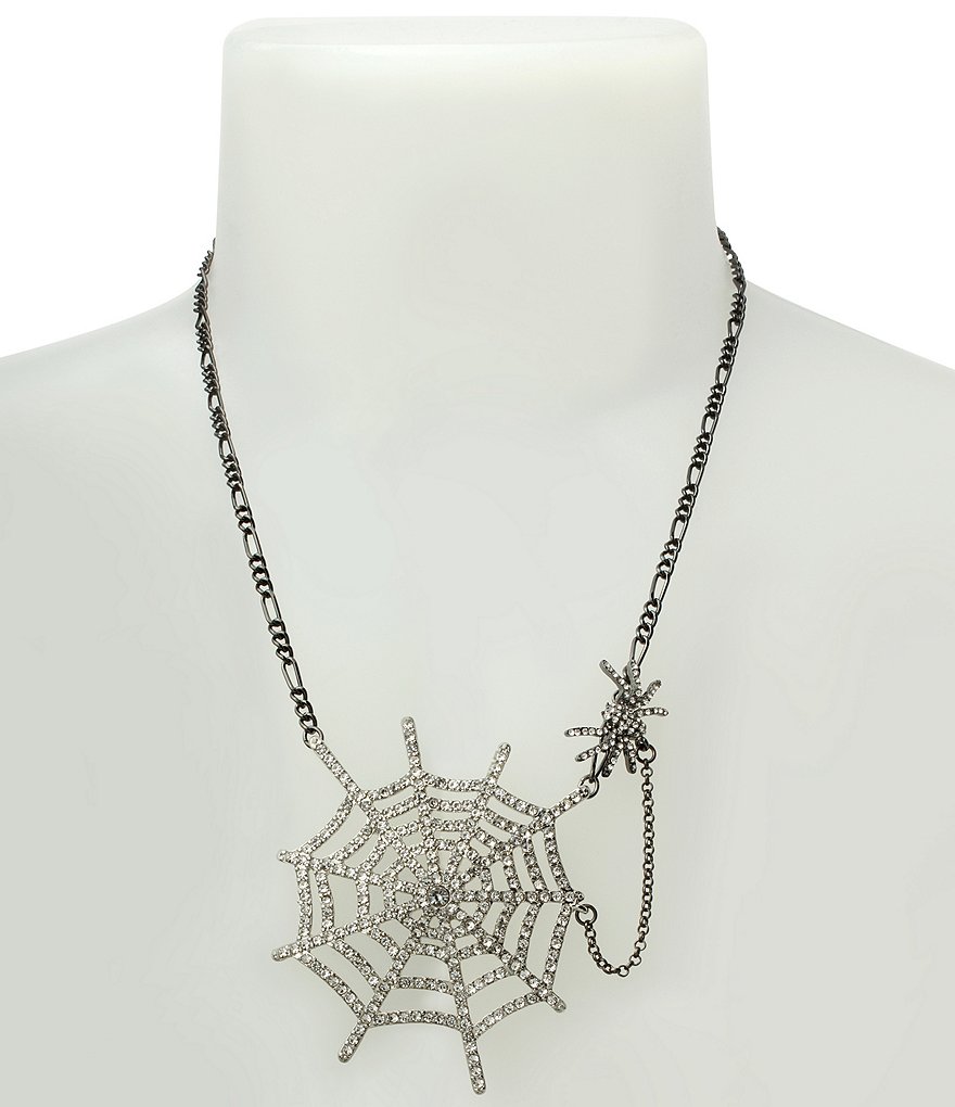 Betsey Johnson Spiderweb Pendant Necklace