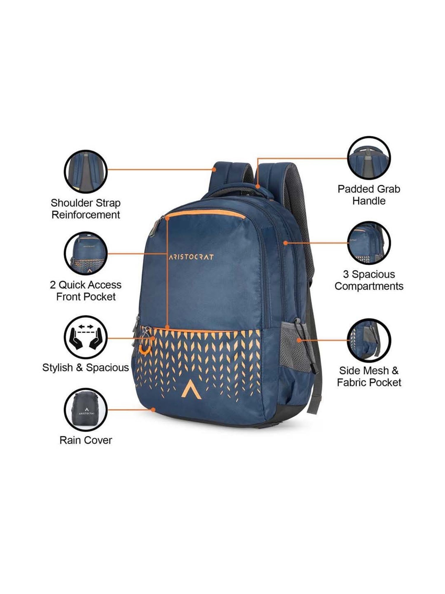 Aristocrat 30 Ltrs Blue Medium Backpack