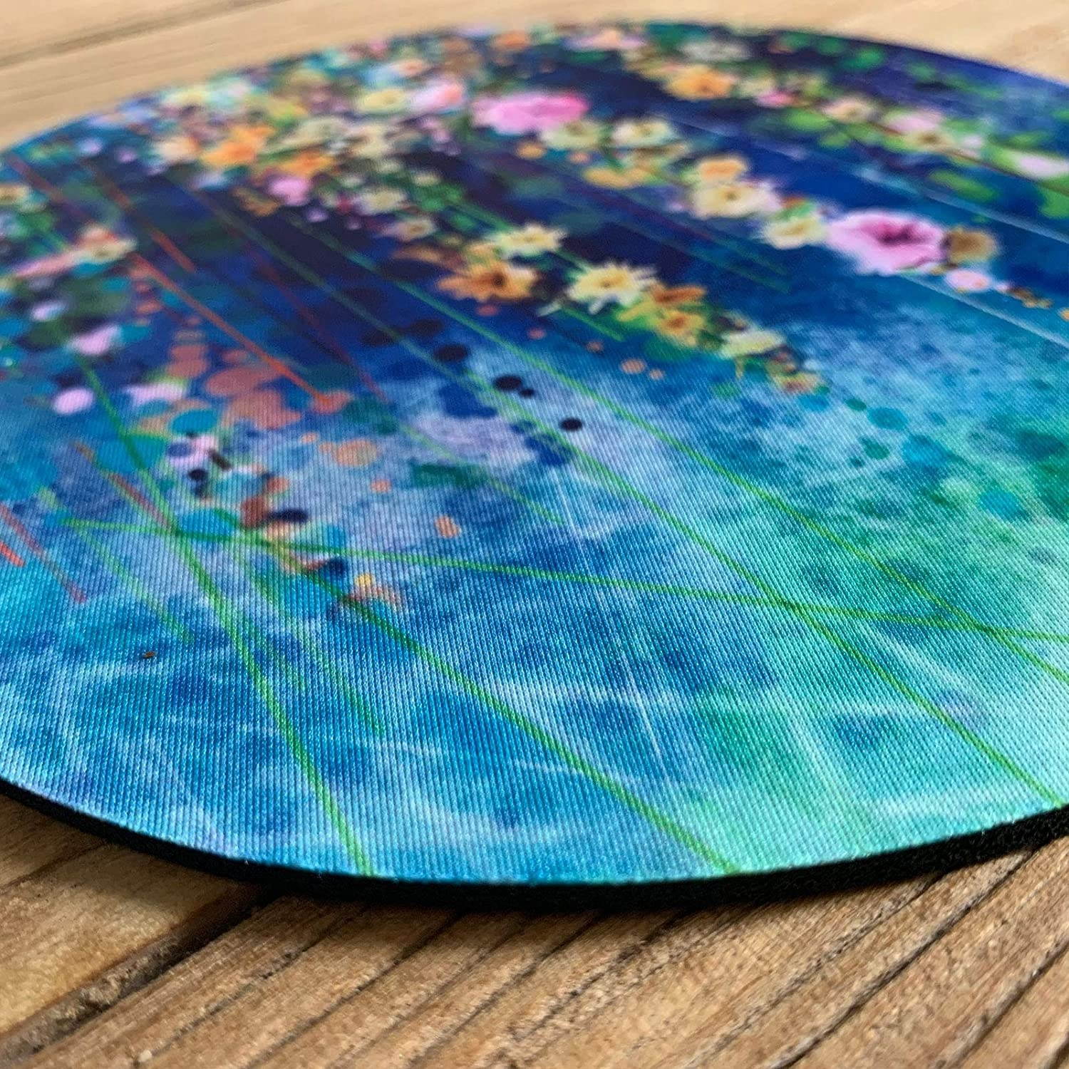 Abstract Watercolor Flower Mouse Pad Floral Blue, Ivy Floral Small Mouse Pad for Laptop, Non-Slip Rubber Base Mouse Mat for Girls Women Home Office Travel Studying