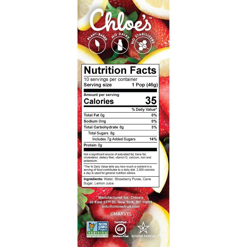 Chloe's Marvel Spider-Man Strawberry & Lemon Frozen Fruit Pops - 10ct/15oz