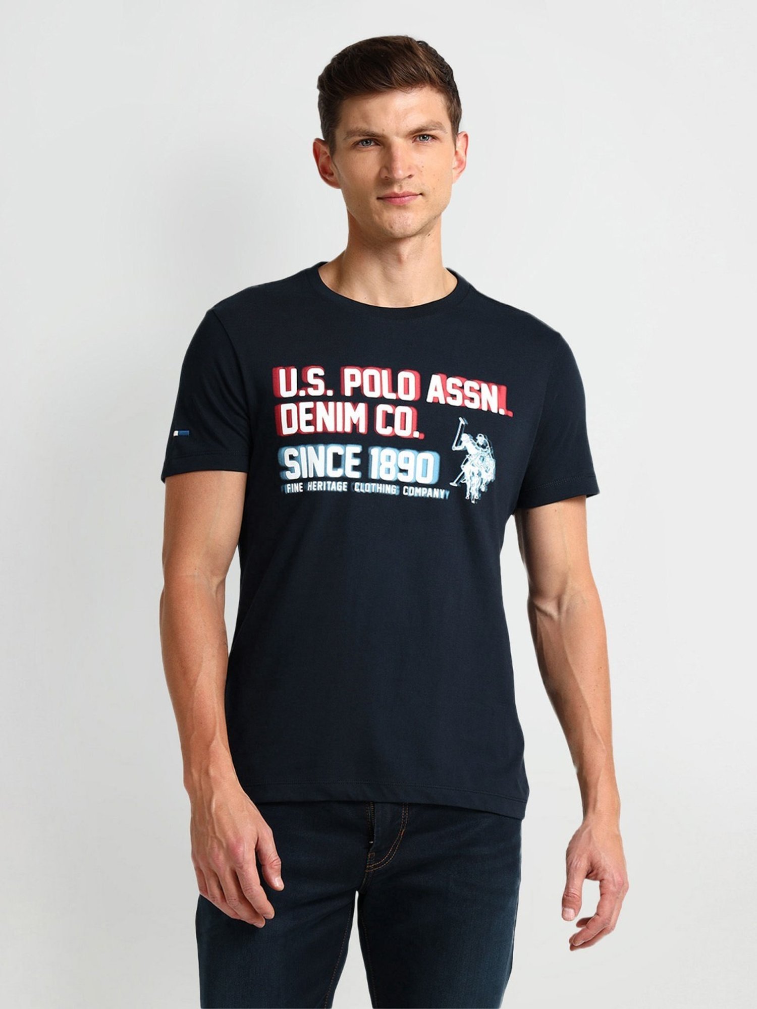 U.S. Polo Assn. Navy Cotton Slim Fit Printed T-Shirt