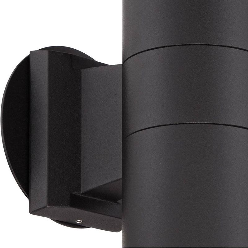 Possini Euro Design Modern Outdoor Wall Light Fixture Black 11 3/4" Cylinder Up Down Exterior House Porch Patio