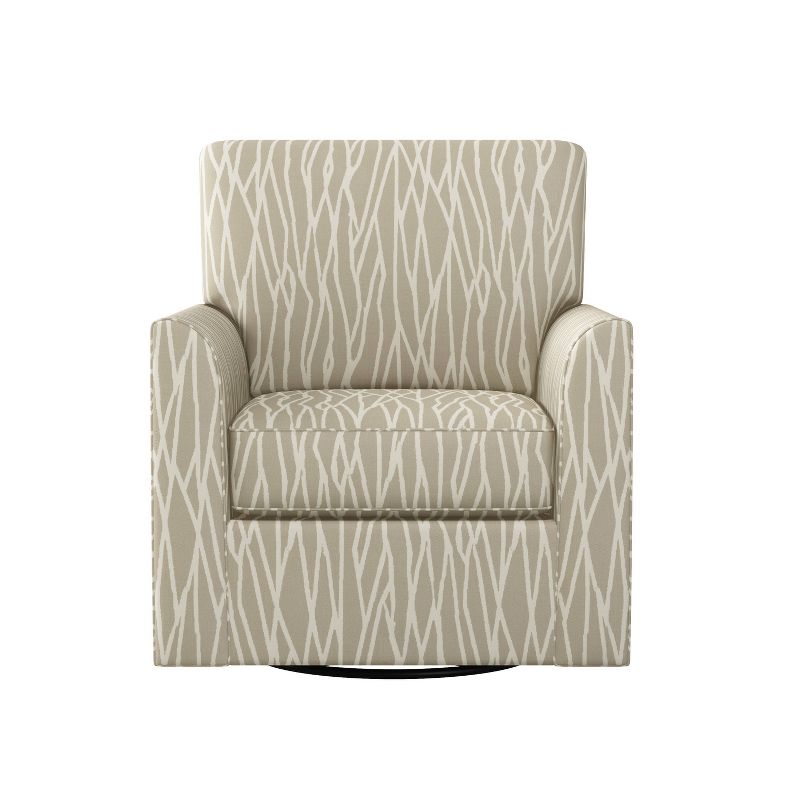 Pascal Modern Half Round Arm Swivel Club Chair Modern Geometric Print Tan - Handy Living