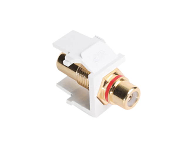 Leviton 40830-BWR QuickPort RCA, Gold-Plated Connector with Red Stripe
