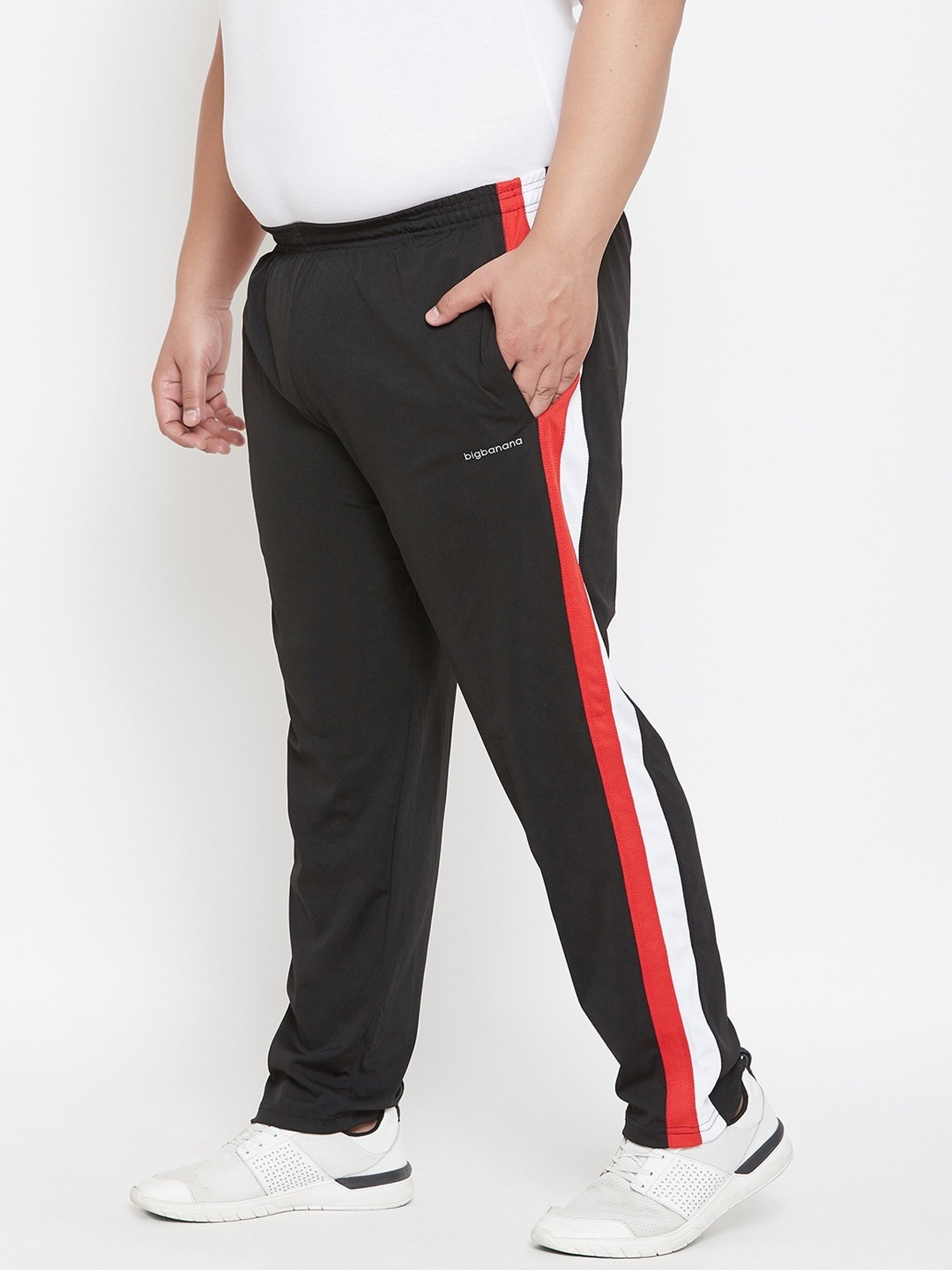Bigbanana Black Regular Fit Striped Trackpants