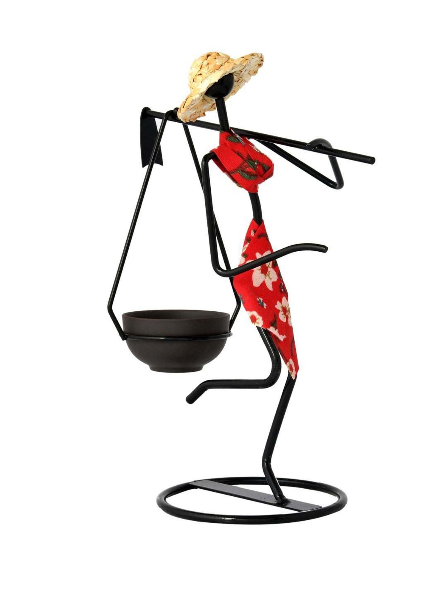 Tayhaa Black & Red Iron Metal Lady Elegant Candle Holder