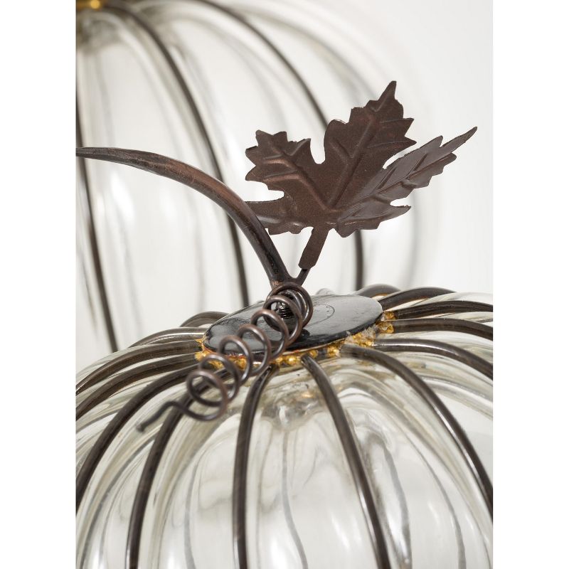 Sullivans Pumpkin Glass Novelty Set of 2, 10"H & 6.5"H Clear