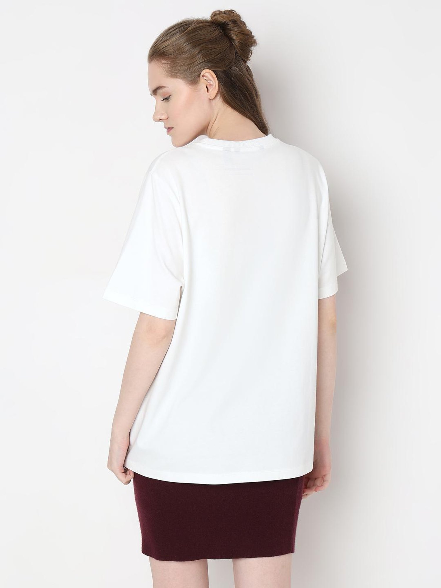 Vero Moda White Cotton Graphic Print T-Shirt