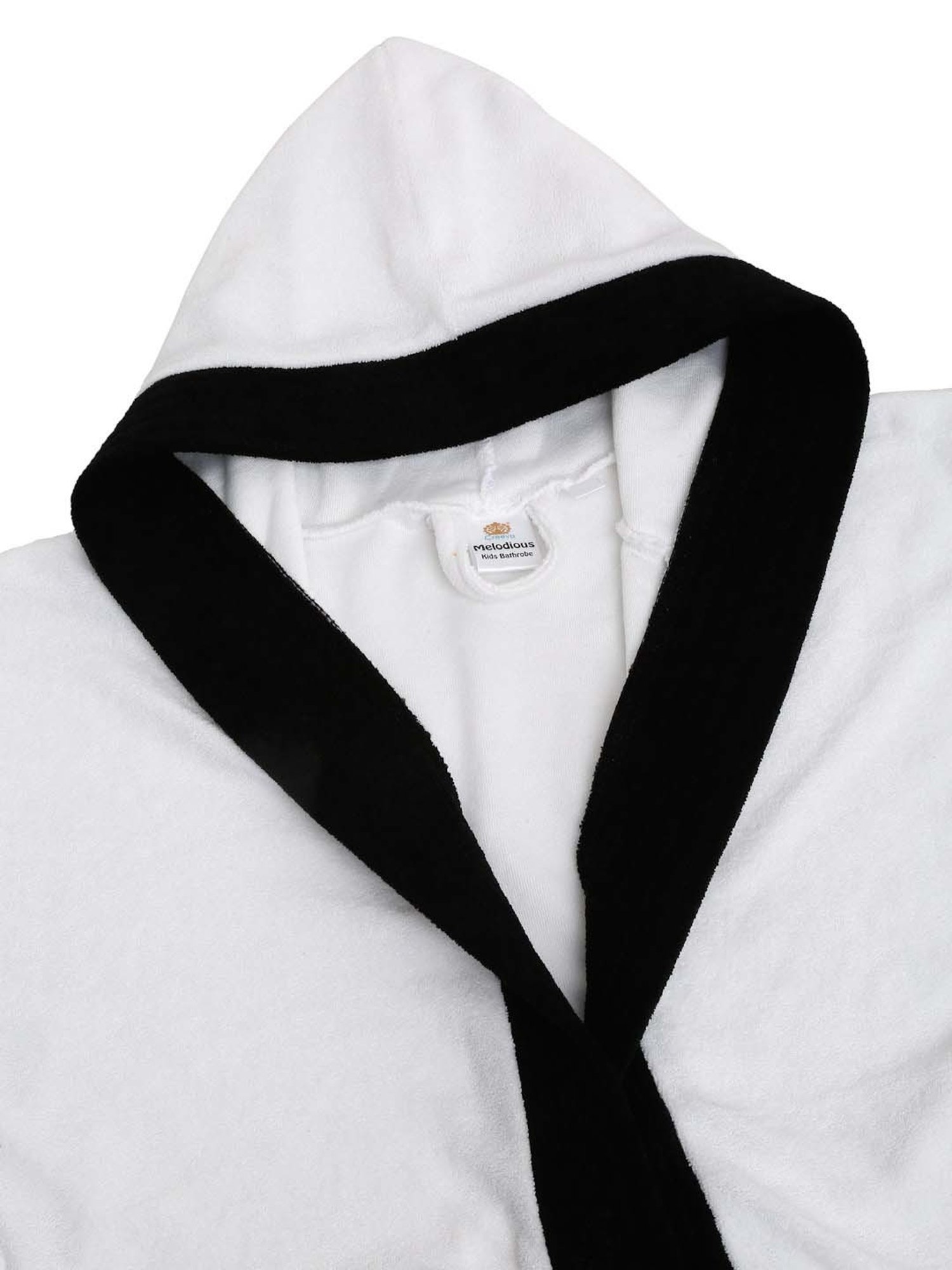 Creeva Melodious Black & Turkish Micro Terry 225 GSM Kids Hooded Bathrobe 4-5 Years With Pocket