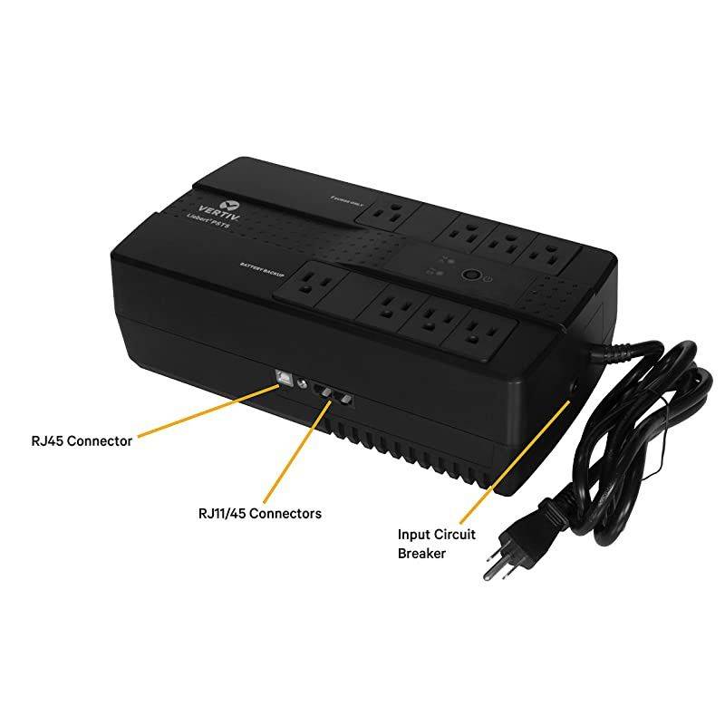 Vertiv  PST5 350VA 200W UPS with Battery Backup & Surge Protection, Eight outlets and a Three-Year, Full Unit Warranty (PST5-350MT120)