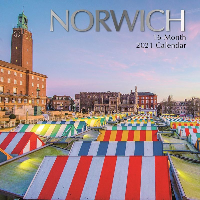 2021 Wall Calendar - Norwich, 12 x 12 Inch Monthly View, 16-Month, Scenic Britain Theme, Includes 180 Reminder Stickers