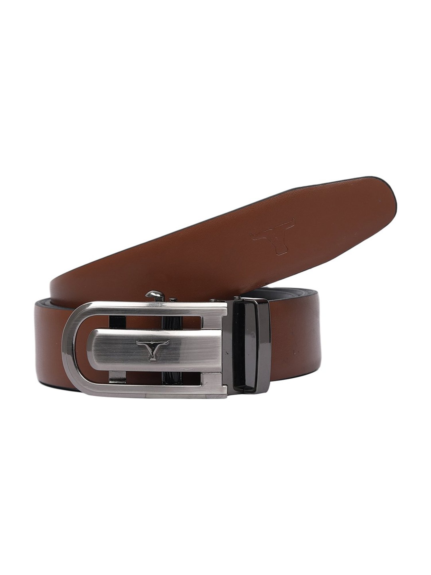 BELWABA Black Textured Formal Leather Belt for Men