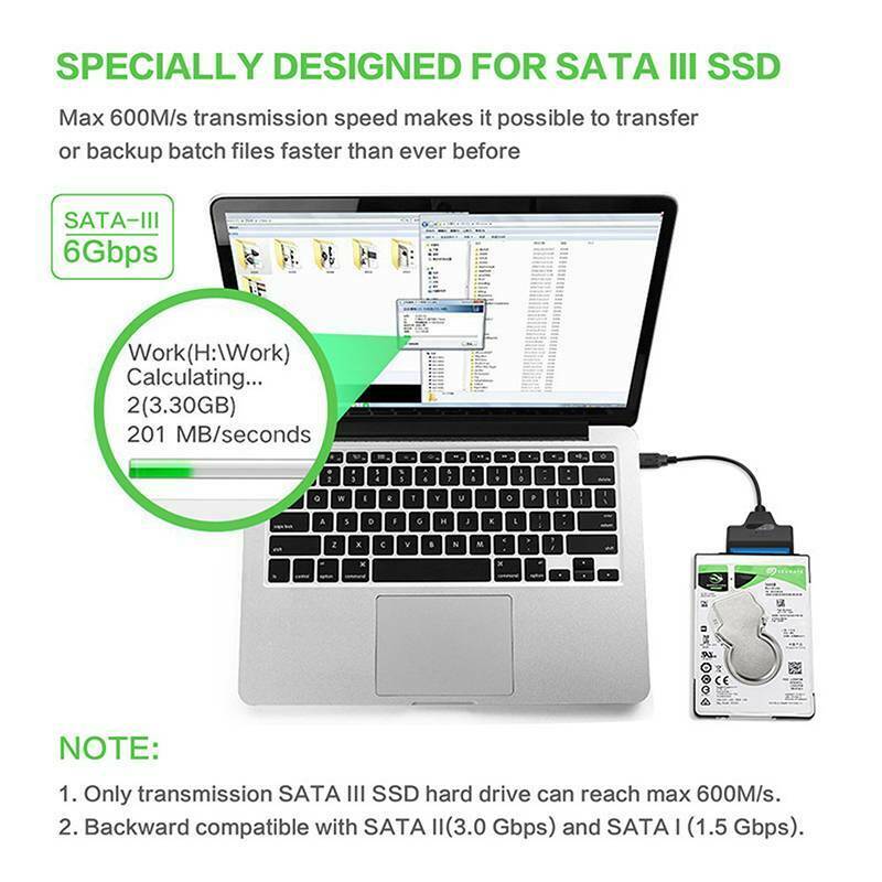SATA USB 3.0 to Hard Drive Adapter Cable USB Converters for 2.5Inch Hard Drive Disk HDD and SSD SATA Power Adapter USB 3.0 SATA 2.5? SSD HDD Adapter Cable converter 2 Hard Disk Drive Lead 22 pins US