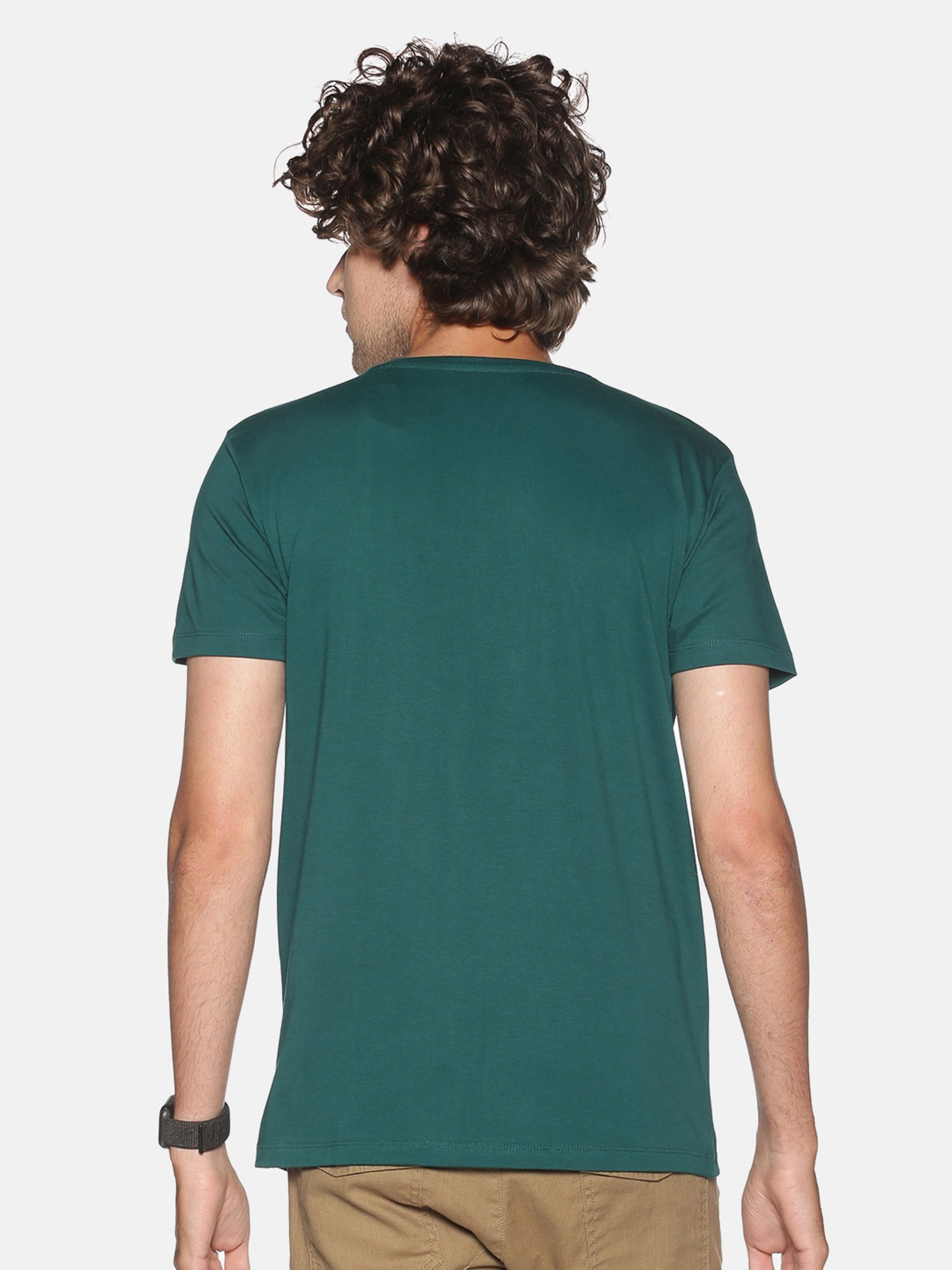 BLACK RADIO Green Slim Fit Printed Crew T-Shirt