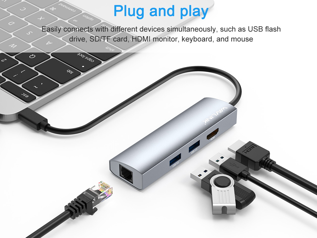 Madeng USB 3.0 HUB Adapter Extender Mini Splitter Box 3 Ports for PC Laptop Macbook Mobile Phone High Speed U Disk Reader