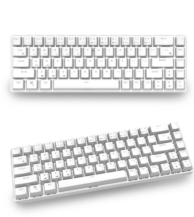 RK RK855 Bluetooth Wireless and USB Wired Dual-mode 68 Keys Mechanical Gaming Keyboard, Adjustable White Backlit