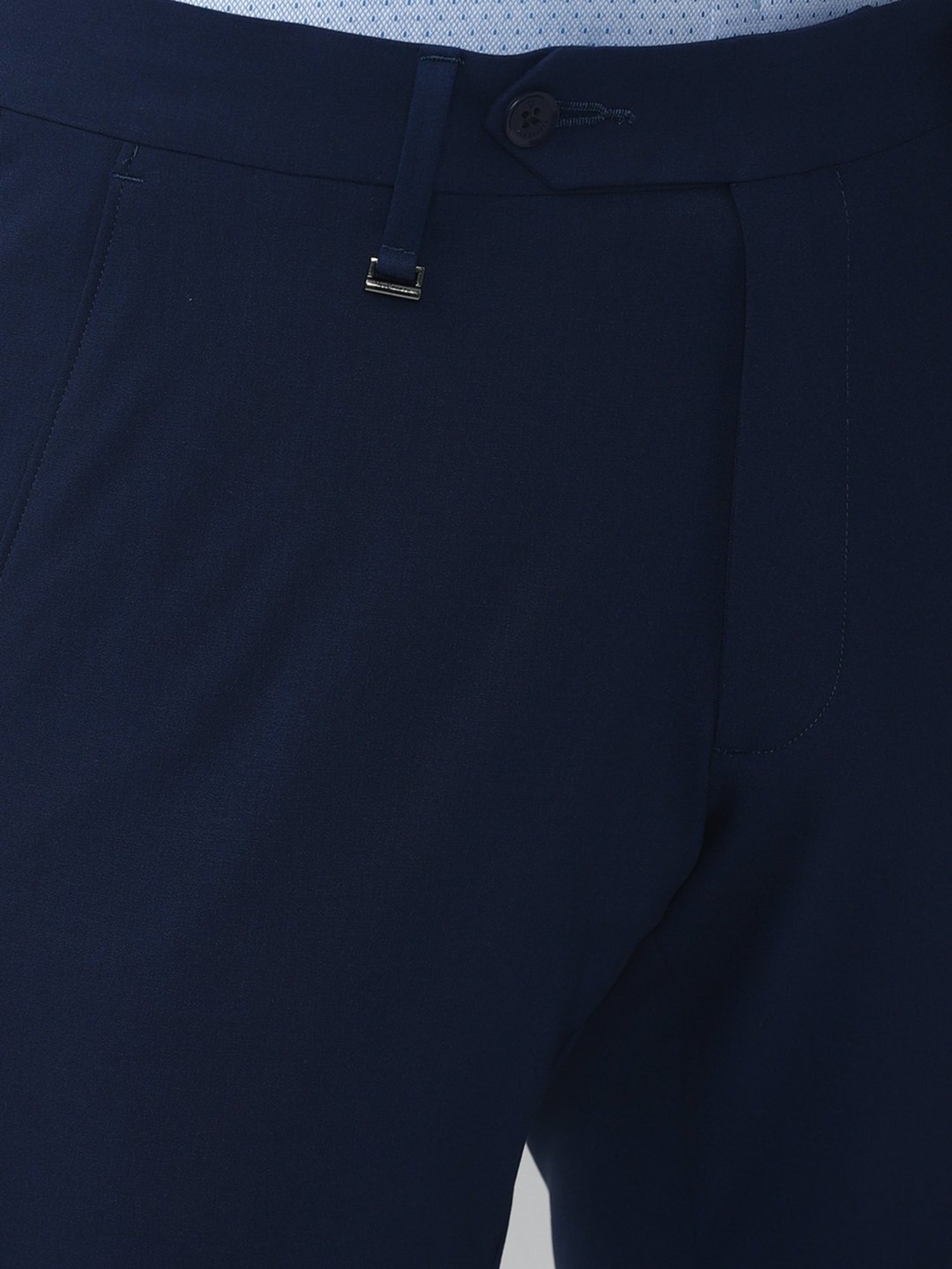 Van Heusen Navy Slim Fit Flat Front Trousers