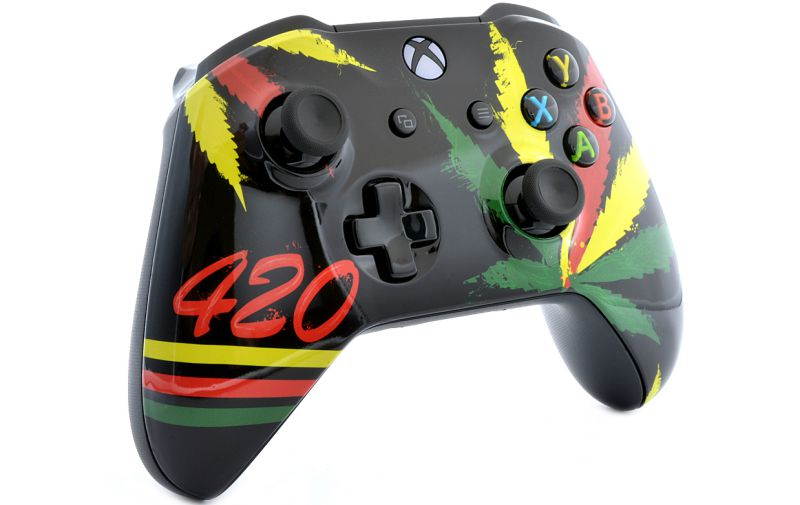 "Glossy 420" Xbox One S UN-MODDED Custom Controller Unique Design (with 3.5 jack)