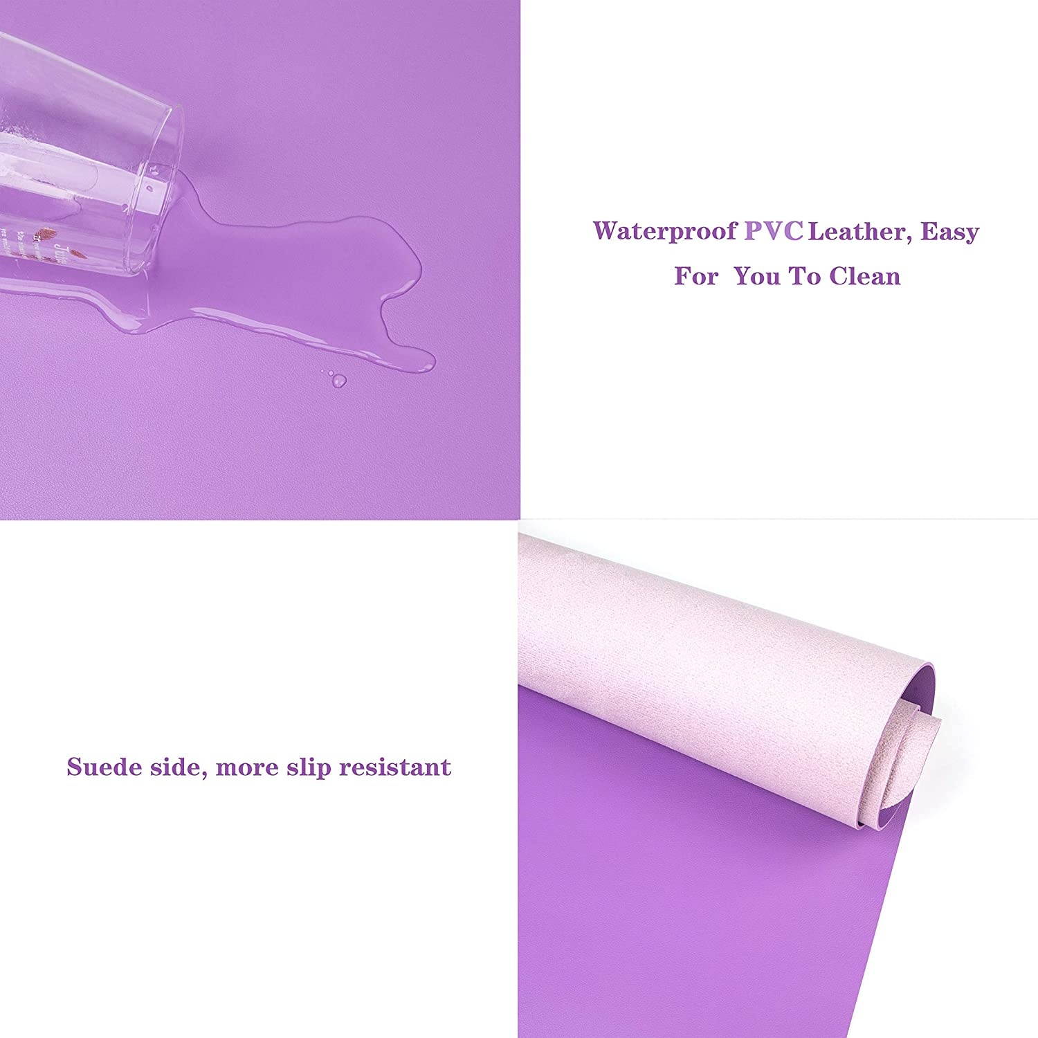 Non-Slip Desk Pad Waterproof PVC Leather Desk Table Protector Ultra Thin Large Mouse Pad Easy Clean Laptop Desk Writing Mat for Office Work/Home/Decor (Purple 23.6 x 13.7)