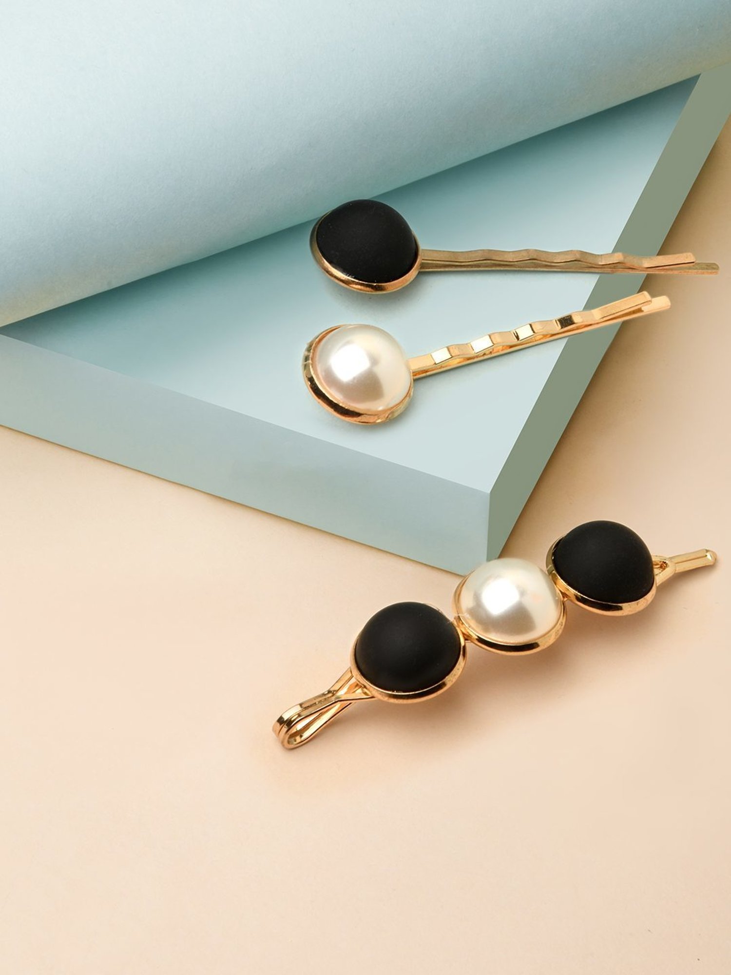 Golden Embellished Hair Clip - Set of 3