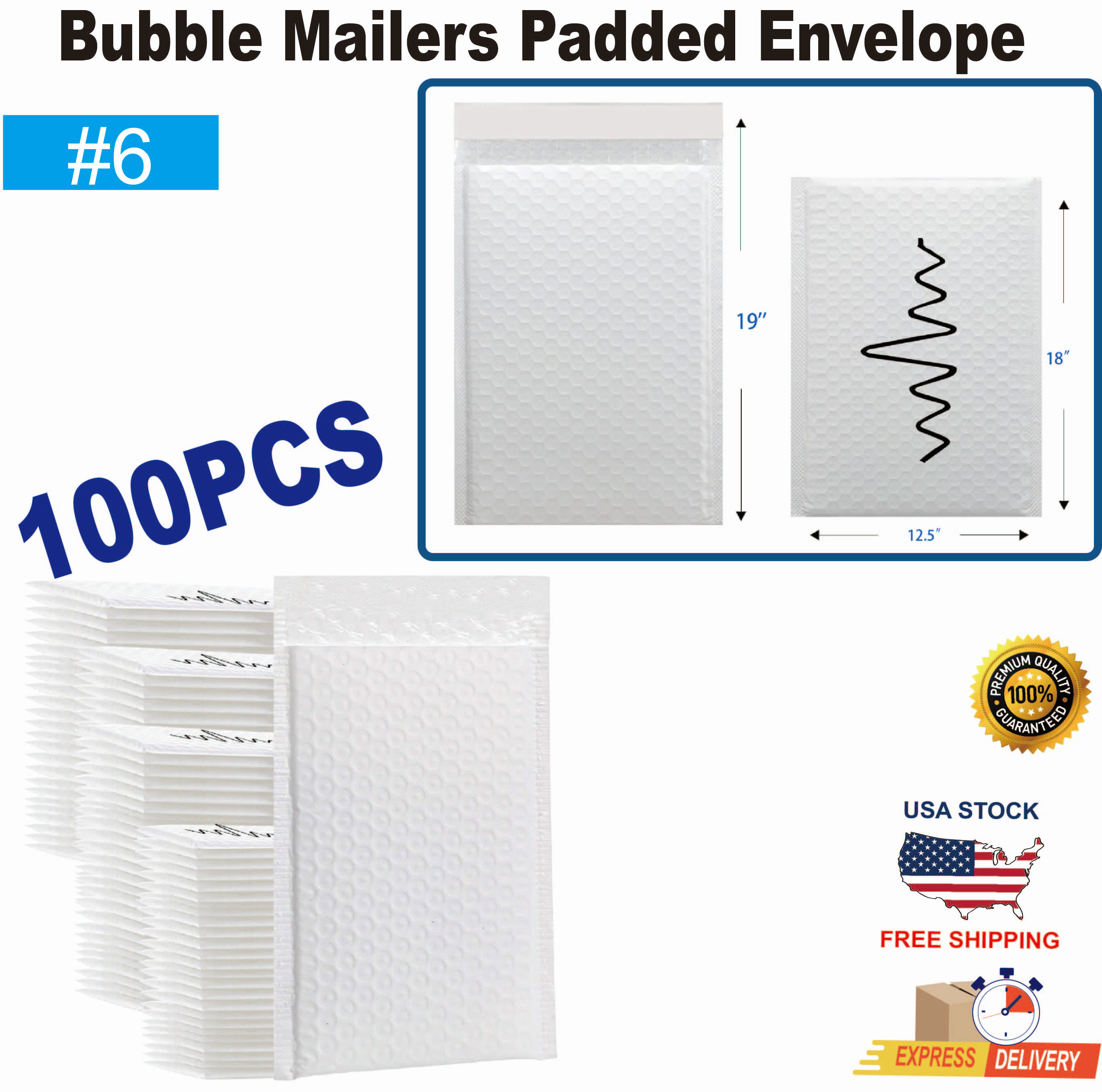 RHINO #6 12.5x19&rdquo;  Bubble Mailers Padded Envelope 100pcs