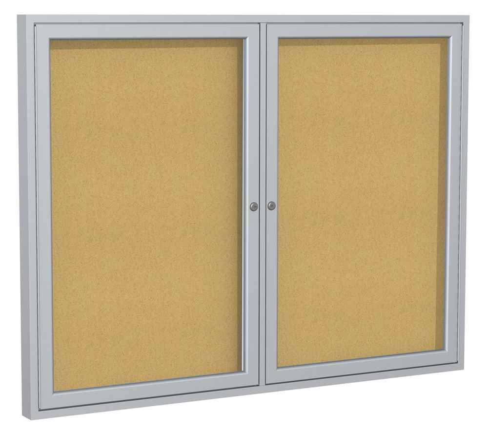 GHENT PA24860K Enclosed Cork Bulletin Board 60x48", 2 Door