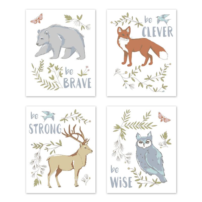 4pc Woodland Toile Art Print Set - Sweet Jojo Designs