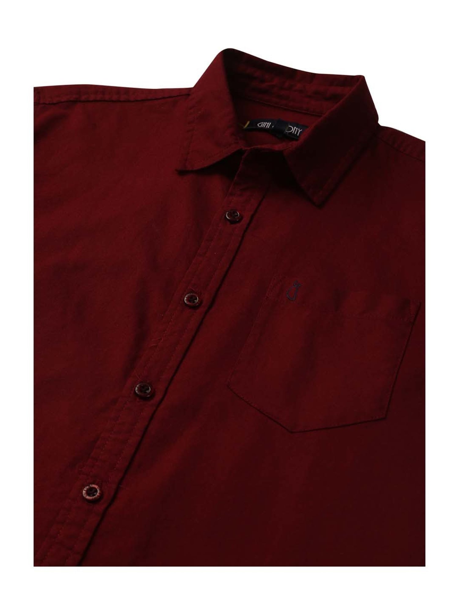 Gini & Jony Kids Red Cotton Regular Fit Full Sleeves Shirt