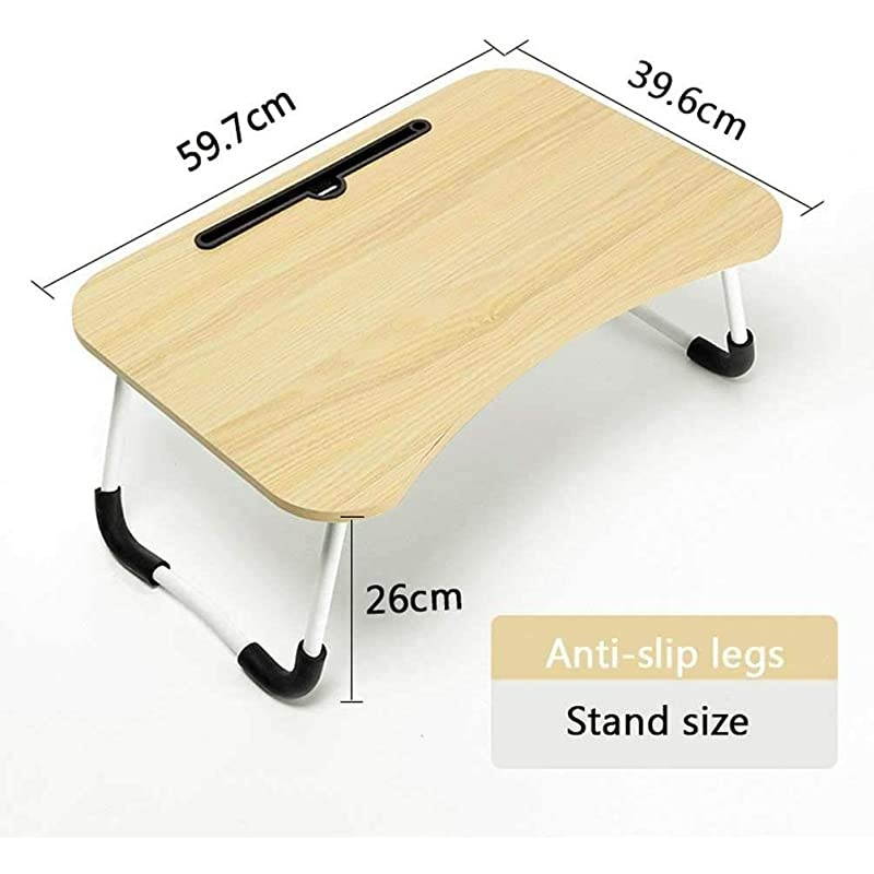 Bed Tray Table, Foldable Lap Desk Stand, Multifunction Lap Tablet Perfect for Eating Breakfast, Reading Book, Working,Watching Movie on Bed/Couch/Sofa/Floor,Light Brown
