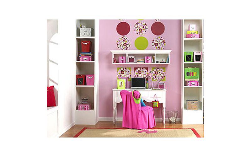 Retro Pink Circle Self-Stick 5pc Wall Accent Stickers - Wall Pops..