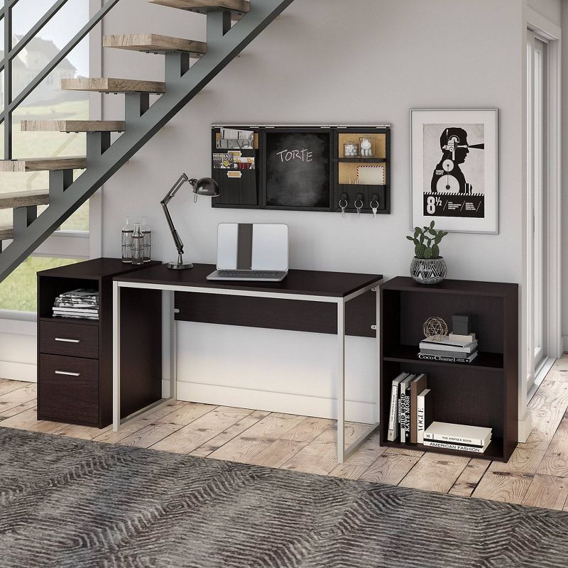 Torte Computer Desk with File Cabinet and Bookcase Brown - Bush Furniture