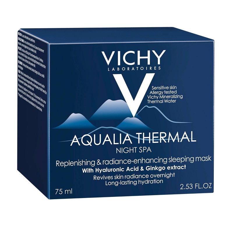 Vichy Aqualia Thermal Night Spa Anti Fatigue Night Cream and Face Mask with Hyaluronic Acid - 2.54oz