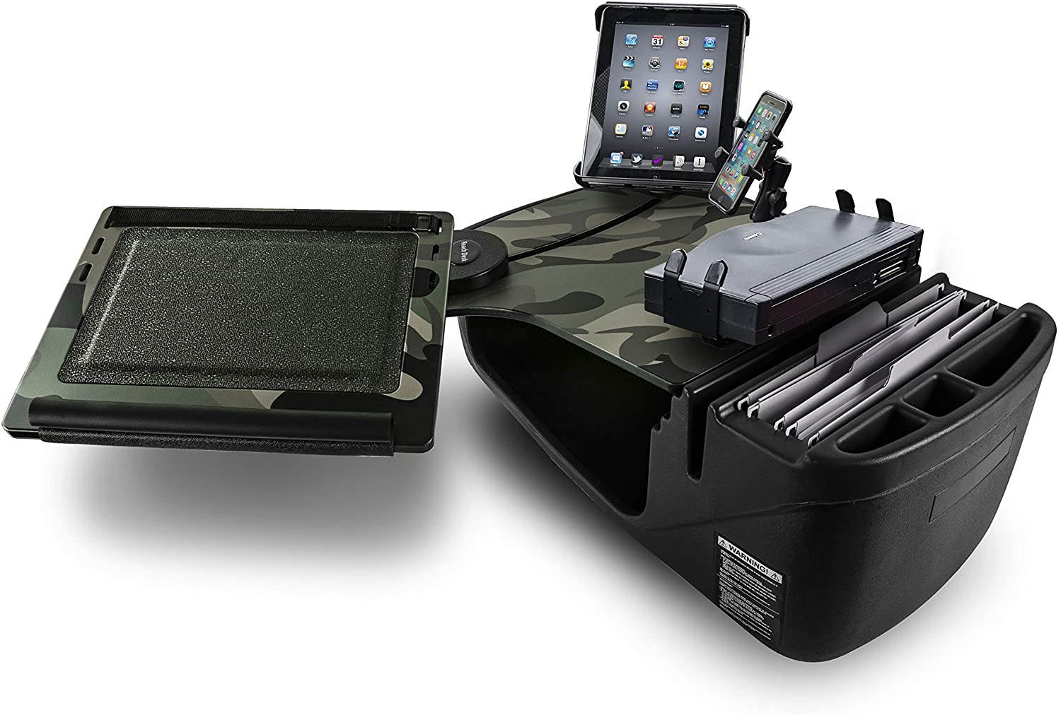 AutoExec AUE10096 Reach Front Seat Car Desk Green Camouflage Finish with Built-in 200 Watt Power Inverter, Phone Mount, Printer Stand and Tablet Mount
ReachDeskS-03 FS PS Tablet GC