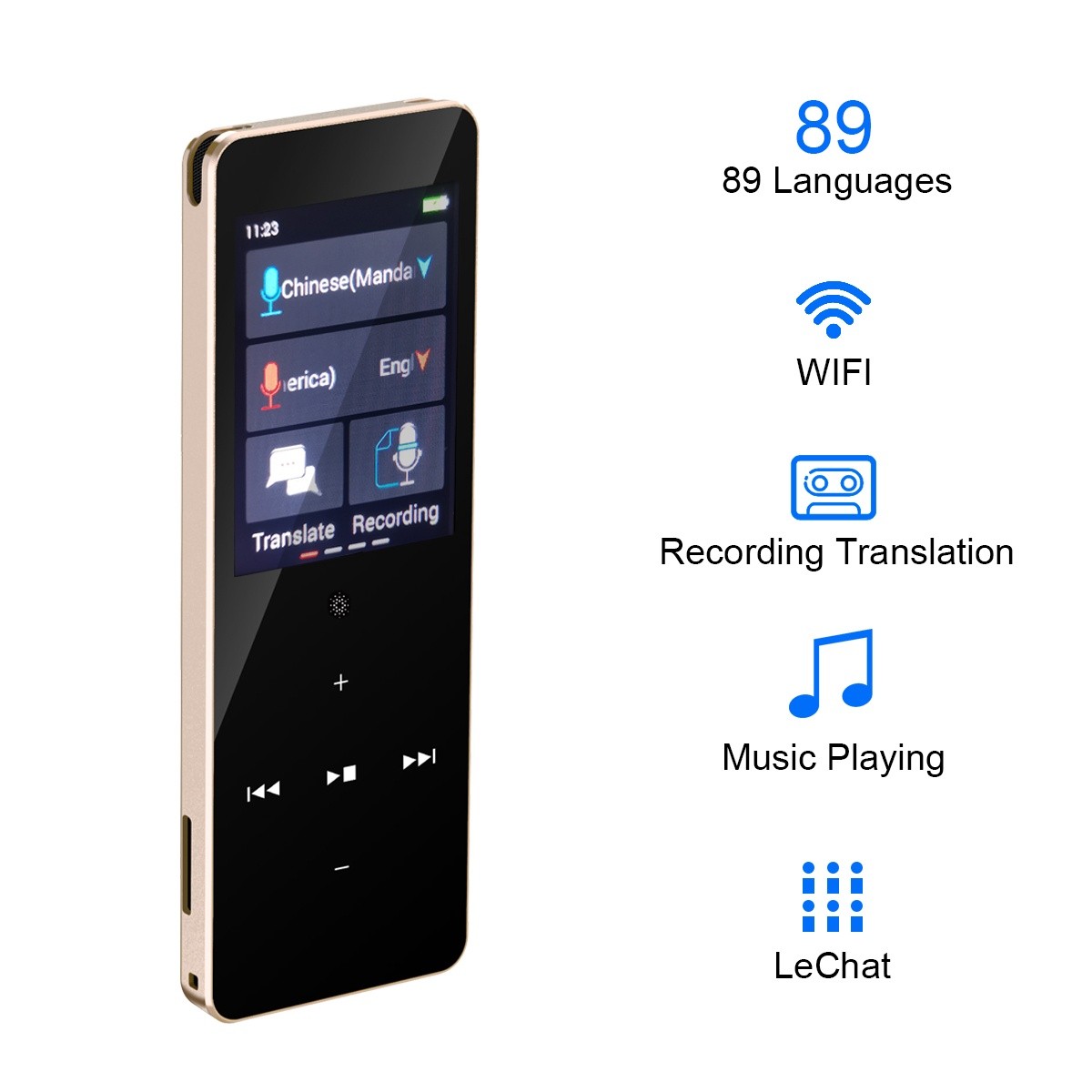 boeleo X1 Smart Voice Recording Translator Device Support 89 Languages Instant Two Way Translation WiFi/Hotspot/Offline/Music Playing/Group Chatting with 2.0 Inch TouchScreen for Learning Travel