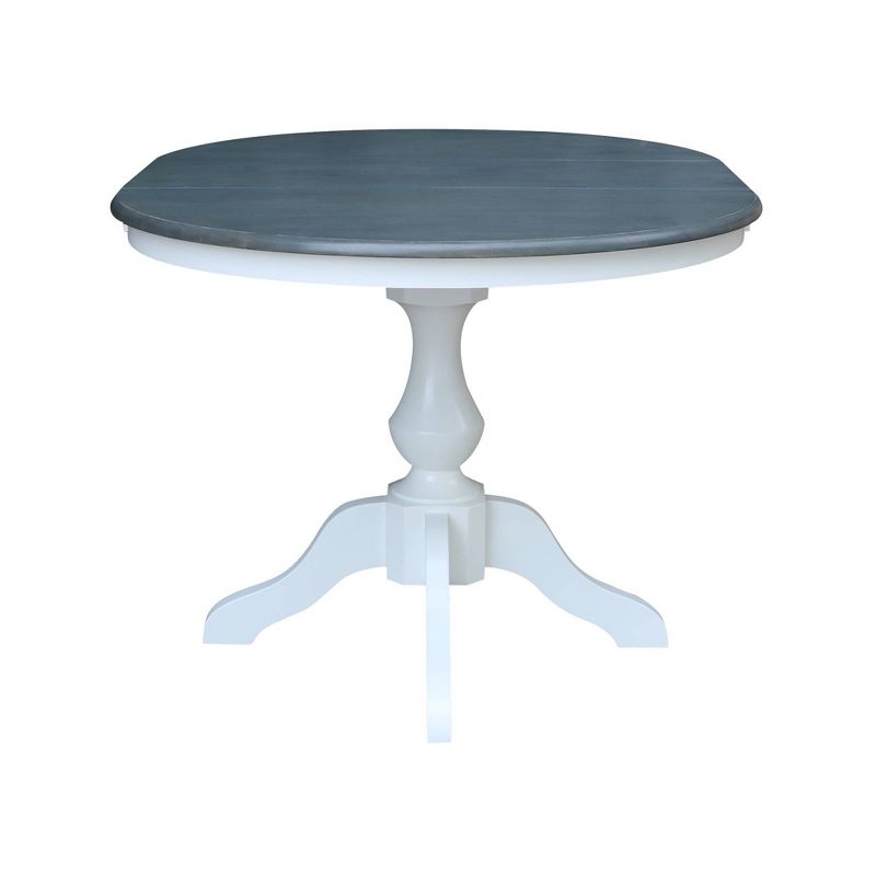 Kent 36" Round Top Dual 12" Drop Leaf Dining Table White/Heather Gray - International Concepts