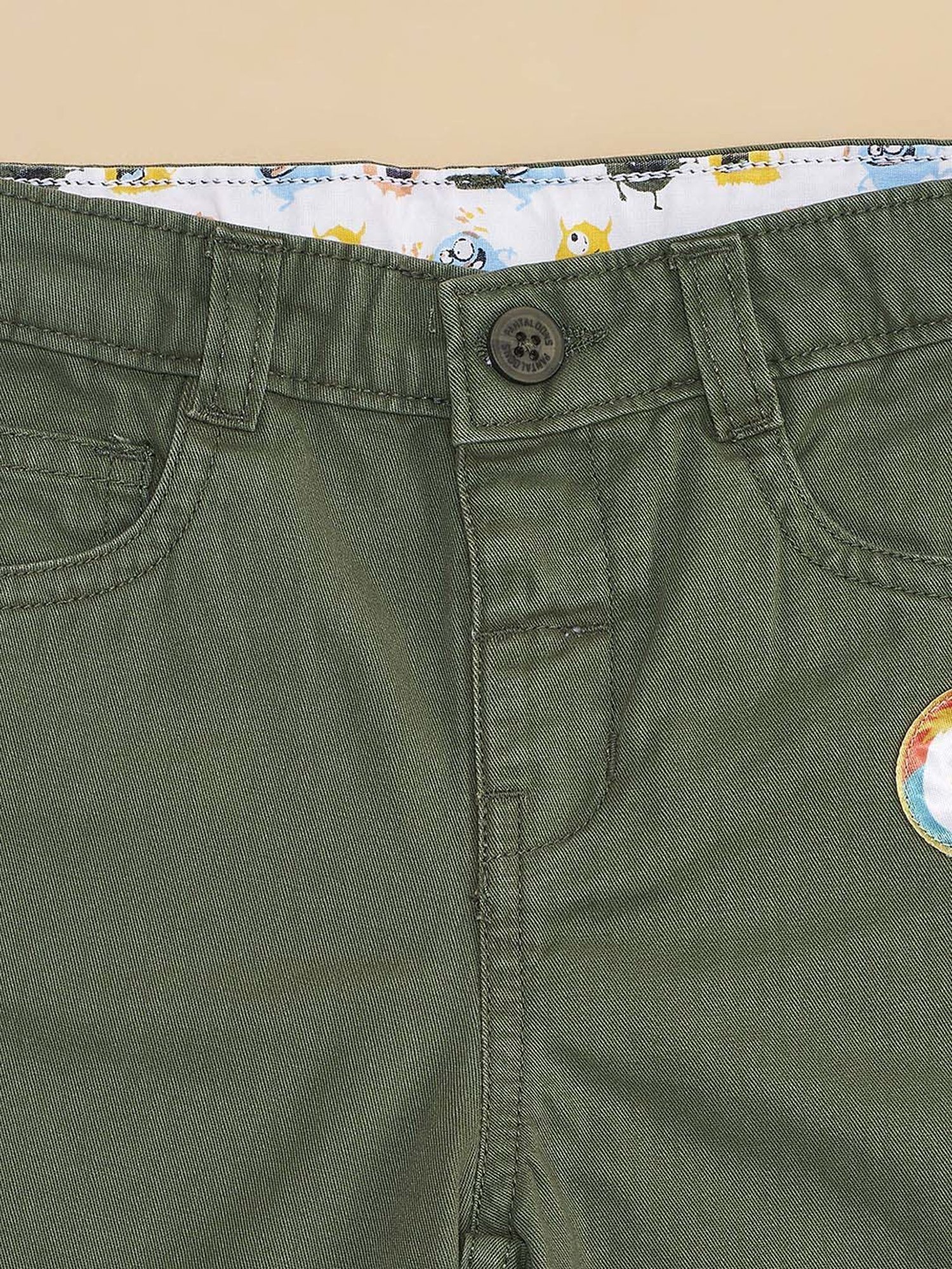 Pantaloons Baby Olive Cotton Applique Shorts