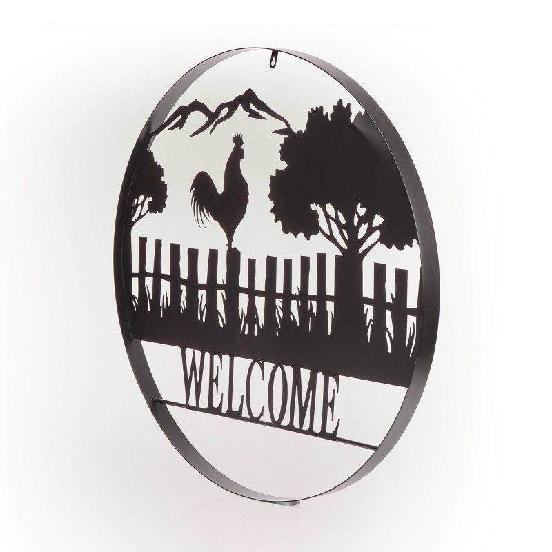 Alpine 31" Silhouette Farm Scenery Welcome Iron Decor Black