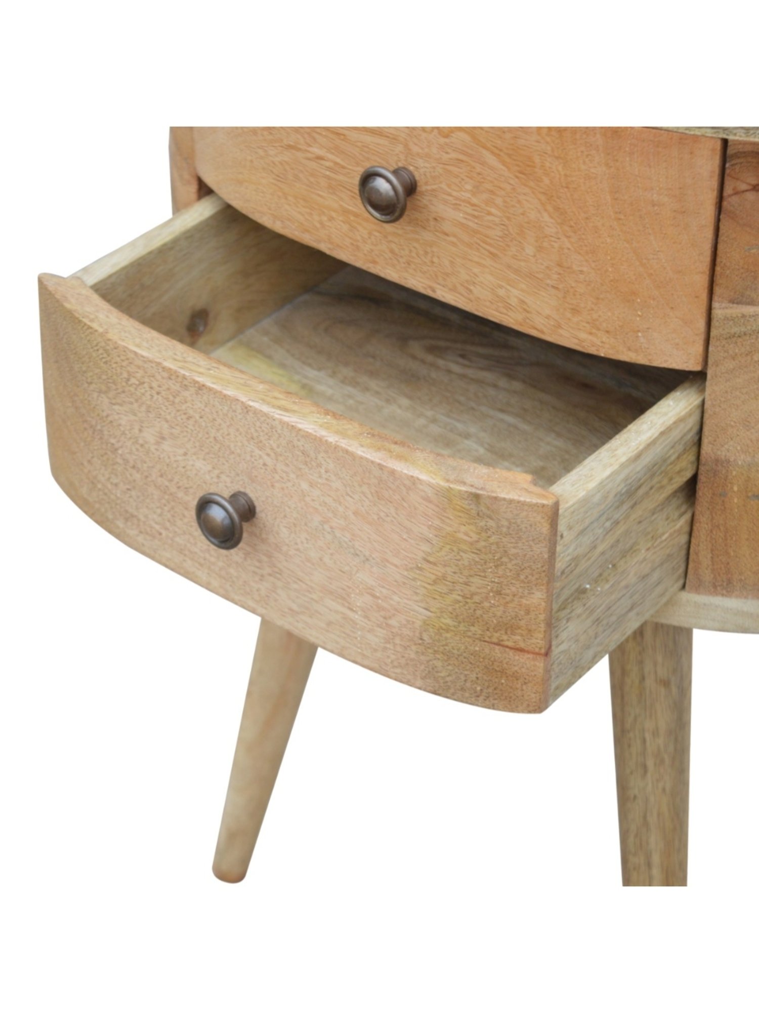 Artisan Furniture Solid Brown Mango Wood Rounded Side Table