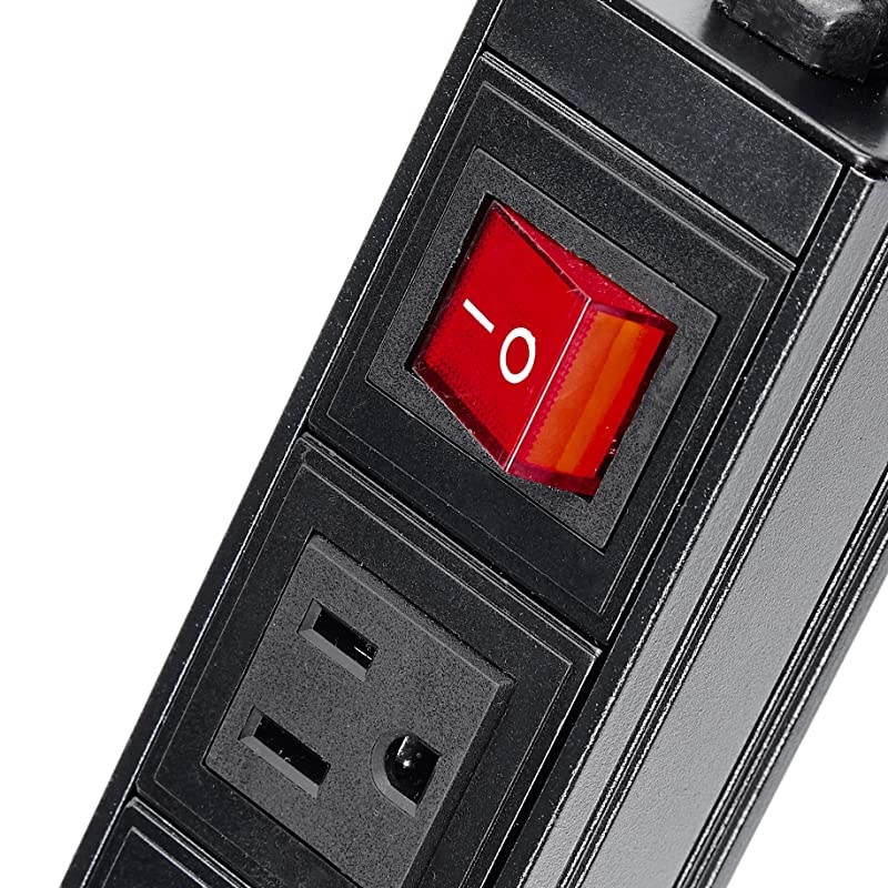 Power Strip Surge Protector RackMount PDU6 Right Angle Outlets WideSpaced15A125V 6ft Cord Black