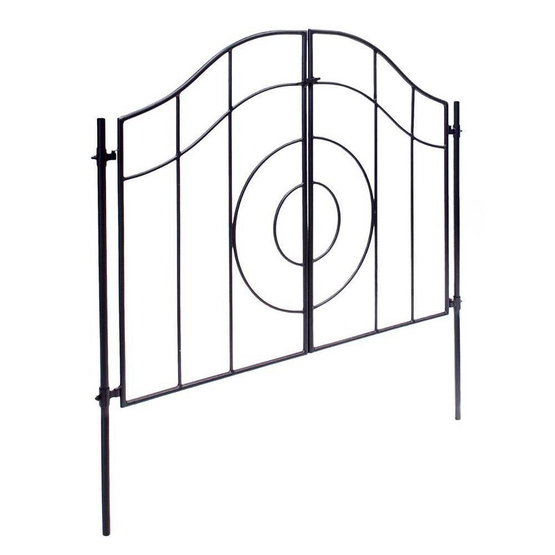 42" Tall Iron Tuscany Garden Gate with Poles Graphite Powder Coat Finish - Achla Designs